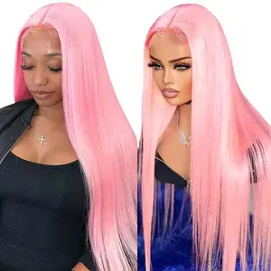 BGMgirl Hair Light Pink Straight 6*4 Wear Go 180% Density Pre Plucked Pre Cut Lace Closure Wig Glueless Colored Human Hair Wig TikTokShopBlackFriday