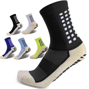 Men's Mid-Calf Synthetic Sports Athletic Socks, 3/6/10 Pairs, Cushioned, Anti-Slip Silicone Grips, Moisture-Wicking, All-Season Football Sports Socks for Professional Soccer Training & Matches
