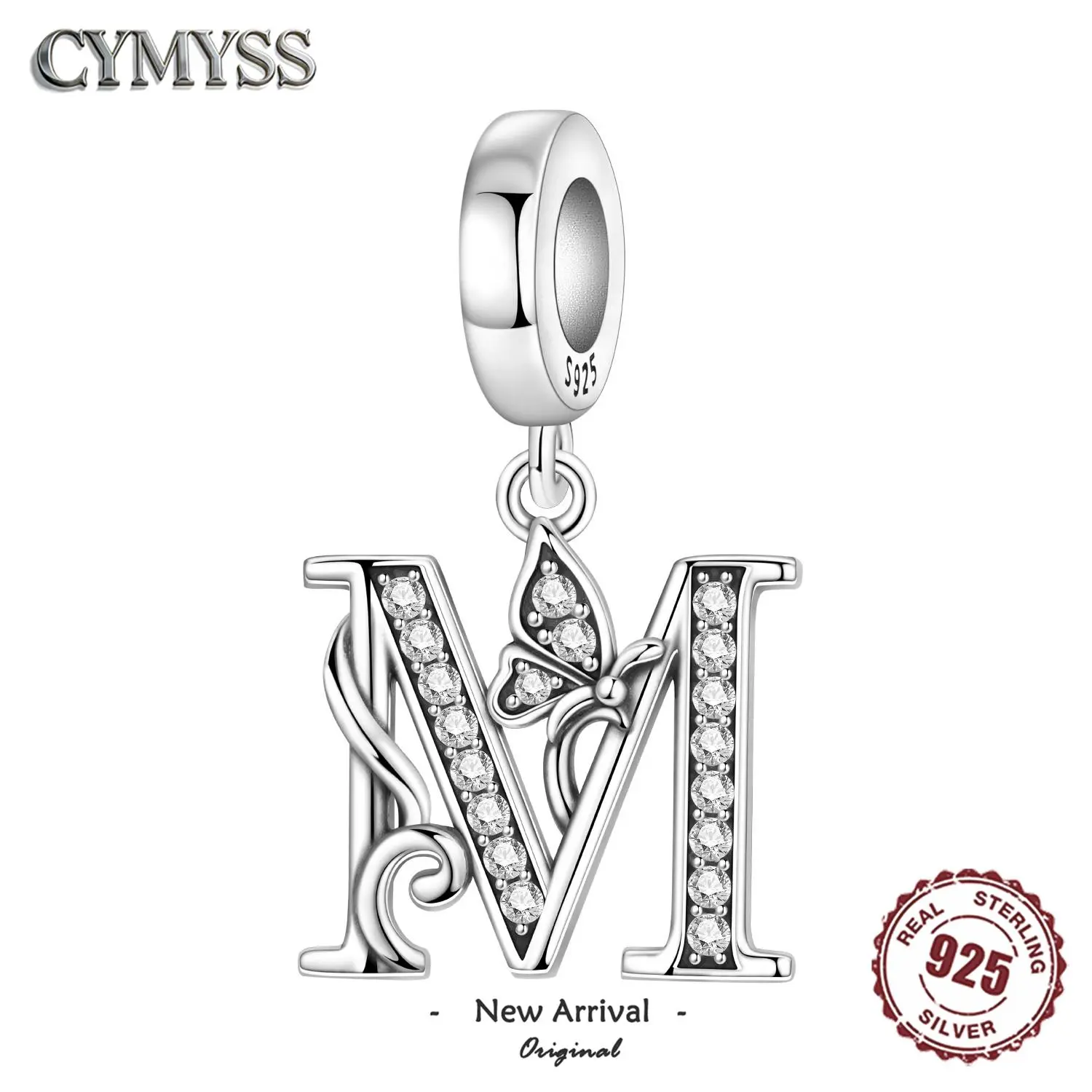 Fit Original Bangle Bracelet DIY A-Z Alphabet Charms Bead 925 Sterling Silver Zircon LOVE Letter Dangle Pendant Jewelry Gifts M