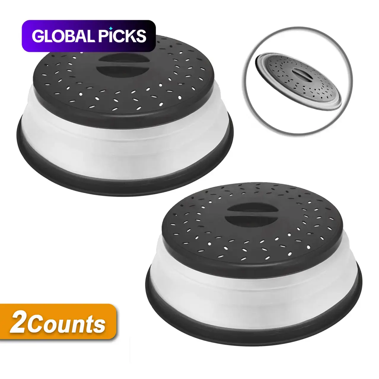 Foldable Microwave Splatter Cover, 2 Counts Round Microwave Splatter Guard with Steam Vent & Filter, Cookware Accessories, Cooking Accessories, Compact Kitchen Gadget, Modern Kitchen Gadgets for Home #GLOBAL PICKS