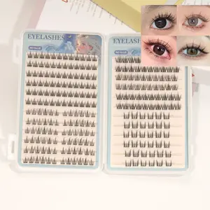 1 box of 4 natural self-adhesive false eyelashes - mixed length CC curly eyelashes, containing sunflower, trilogy, and camellia style cat eye false eyelashes, messy appearance, no need for glue False Eyelash Set