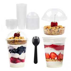 12 Oz - 50 Set - Parfait Cups With Dome Lids & Inserts - Reusable Dessert Cups - Spill and Leak Proof - Crystal Clear Plastic Cups With Lids - Dessert Cups With Lids…