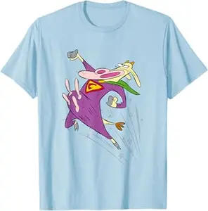 Funny Cartoon Cow & Chicken Tee – Super Animal Character T-Shirt #CartoonTee #AnimalShirt #GraphicTee #FunnyCartoon #CasualWear