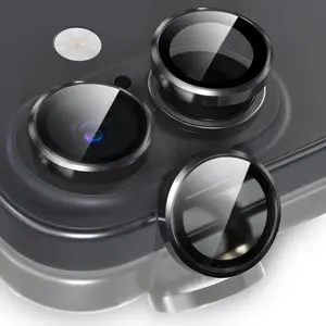 2 Pack Camera Lens Protector for iPhone 17 2025,9H Tempered Glass Scratch Resistant Metal Ring Camera Cover,Case Friendly Individual Camera Screen Protector iPhone 17 Accessories,Black Automatic Protection Crystal