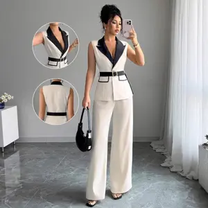European and American temperament elegant wind tube top straight trousers women's suit women's vest suit