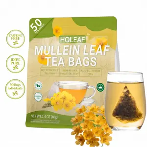 Holeaf  Mullein Leaf Tea Bags Lung. 100% Natural and Pure Mullein Leaves, Helps with Lung Detox & Caffeine-Free 50 Tea Bags for Healthy Respiratory Relief