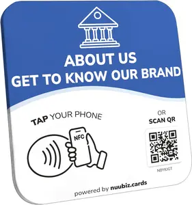 NFC Business QR Code Sign Plate for Any Link – Drive Offline Engagement Online – Works Like Review Tap Card & Social Media Sign – No App or Fees – Includes Stand or Adhesive
