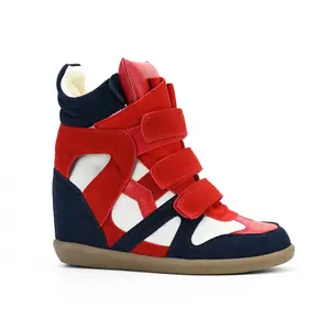 Hidden Wedge Sneakers for Women High Top Fashion Sneaker Suede High Heel Platform Tennis Triple Strappy Band Casual Vintage Dressy Comfy Campus Retro Sneaker 7cm tiktokshopspringglowup