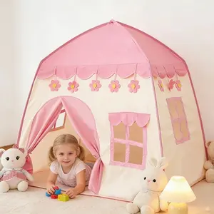 Outdoor Indoor Toy Play Tent for Toddlers Foldable Portable Princess Pink Castle House Tent Children Playhouse for Kids Room Perfect Toy Gifts for Girls