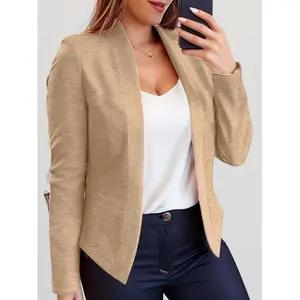 Women's clothing Solid Open Front Knit Cardigan, Casual Long Sleeve Thin Cardigan For Spring & Fall, Women's Clothing Fabric Knitwear