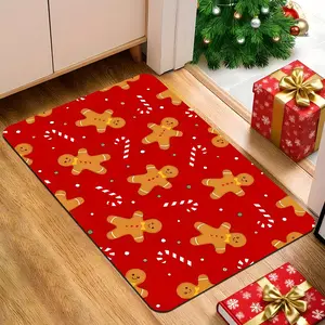 Christmas Decoration, Gingerbread and Cane Sugar Print Pattern, Extra Large Door Mat, Machine Washable, Suitable for Living Room, Bedroom, Kitchen, Office, Indoor and Outdoor Entrance Mat, Christmas Home Decor, Room Decoration