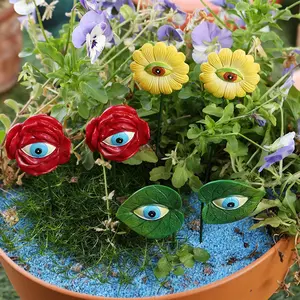 6-Piece Resin Flower Pot Decor Set, Vibrant Plant Eye Design, Contemporary Halloween Garden Decoration, Garden Accessories, Home & Outdoor Use