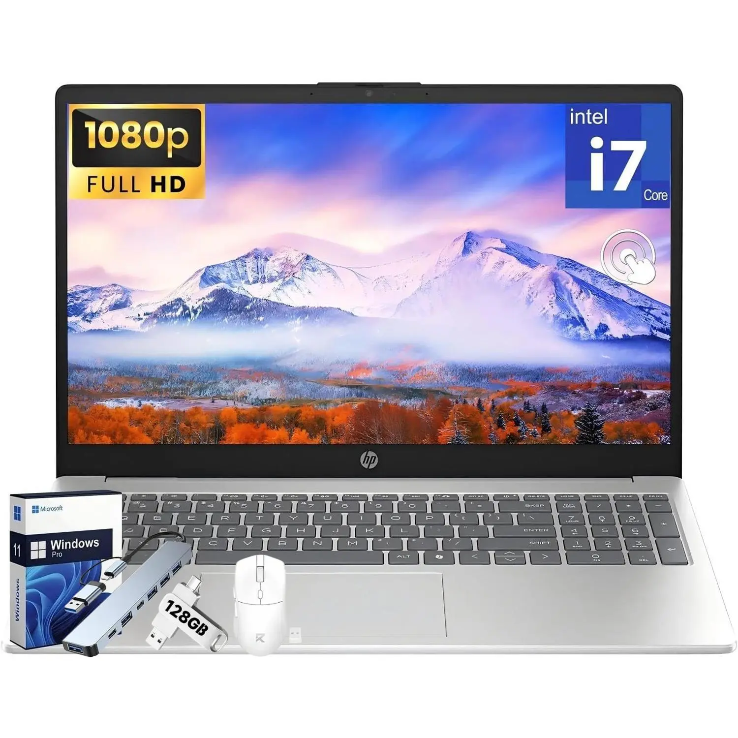 HP 15.6-inch Full HD Touchscreen Business Laptop — Equipped with Intel® Core™ i7-1355U Processor (10-core, up to 5.0 GHz), Wi-Fi 6 connectivity, integrated HD webcam, HDMI port, Microsoft Copilot AI integration, and Windows 11 Pro operating system
