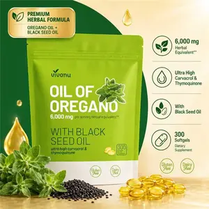 VivoNu Organic Oregano Oil Capsules with Black Seed – 6000mg per Serving, 300 Softgels – Herbal Support for Wellness, Non-GMO, Gluten-Free