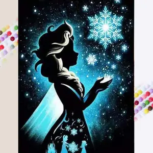 1 DIY handmade diamond painting kit, 5D diamond art set, DIY decoration, Frozen Princess diamond painting kit with full round diamonds, mosaic, diamond art, DIY art home decor, suitable for Christmas.