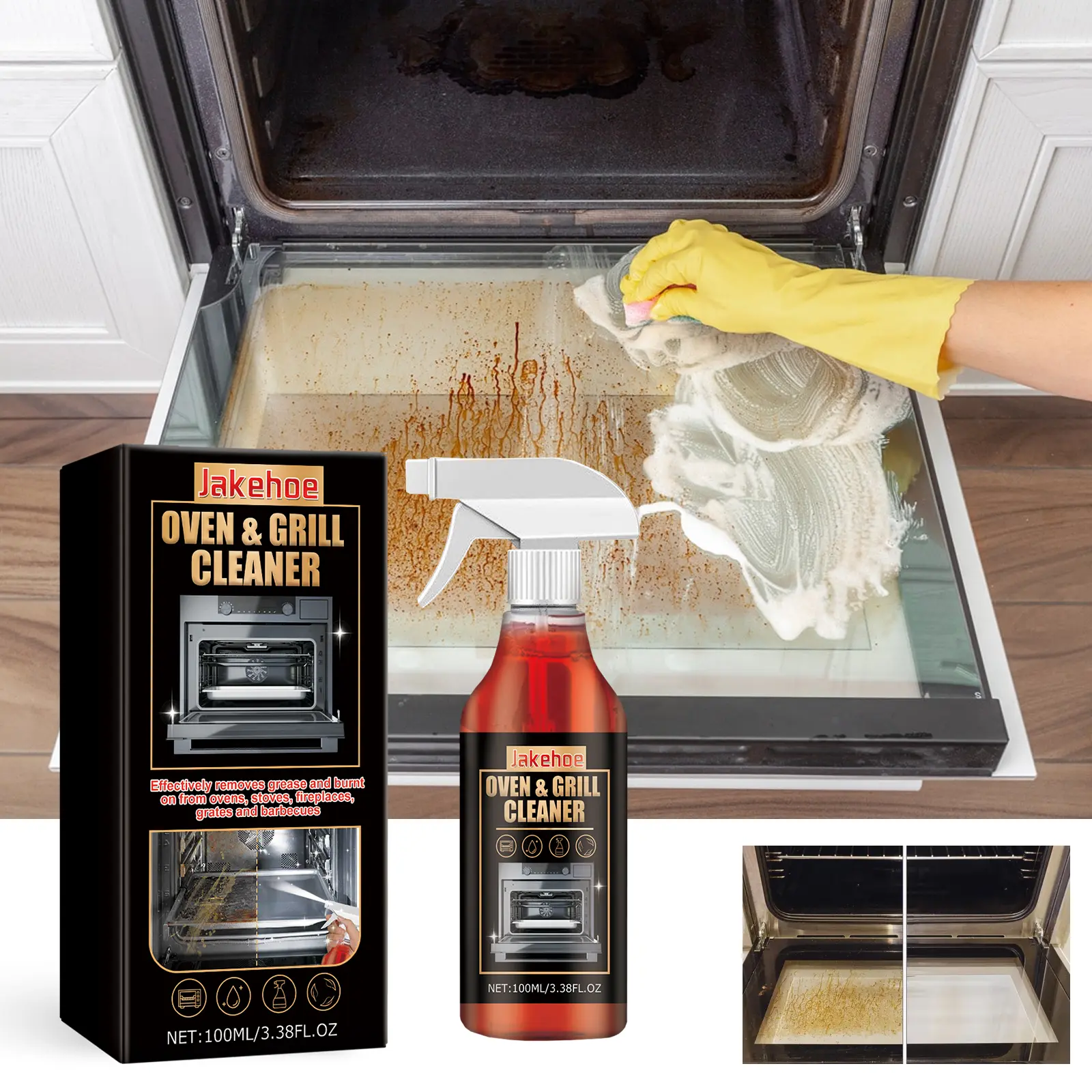 Multi-Purpose Kitchen Cleaner Perfect for stoves, ovens, grill grates, range hoods, microwaves, stainless steel surfaces, and more—one bottle for your whole kitchen