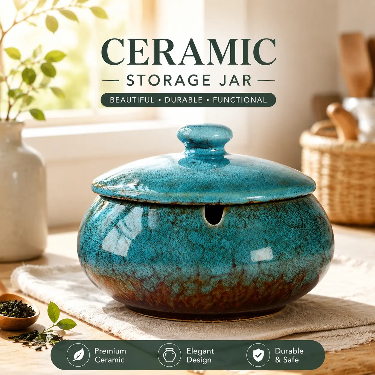 Elegant Blue Ceramic Ashtray with Lid – Windproof Modern Home Decor, Smoke & Odor Control Pad, Stylish Indoor Porch Accessory for Home or Gift