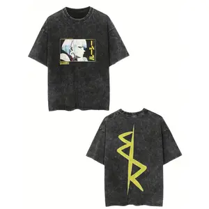 Cyberpunk Edgerunners Graphic Tee for Men - Heavyweight, Black Crew Neck Loose Fit T-Shirt - Anime Streetwear for Casual & Festival Style