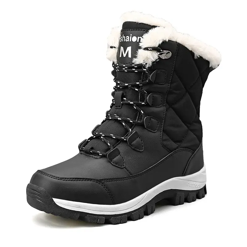Women's Faux Fur Snow Boots Waterproof Non-Slip Ankle Boots for Outdoor Sports Warmly Shoes Unisex Cold Weather Activities Mid-High boot Girl Footwear