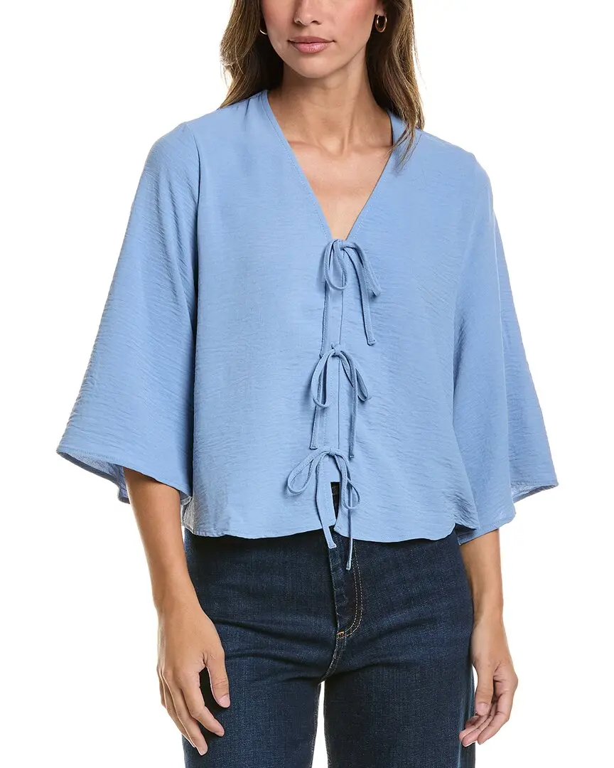 Adrianna Papell V-Neck Open Front Airflow Woven Top