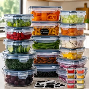 24 40 48pcs Food Storage Containers Airtight Plastic with Easy Lids Fresh Keeping Boxes for Pantry Travel Picnics Kitchen Organization Labels Included