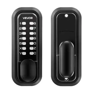 【DealsForYouDays】 VEVOR Mechanical Keyless Entry Digital Keypad Door Lock, 2.0 Code Upgrade, 4-7 Digit Code, Single-Sided Push Button Combination Knob, Auto-Locking, for Garden Gates & Indoor/Outdoor Use, Black, Digital Keypad Lock