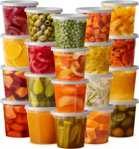 [24 oz. - 24 Count Plastic  Storage Deli Containers with Lids, Disposable Containers With Lids -  for Storing Soups, Sauces, and Snacks