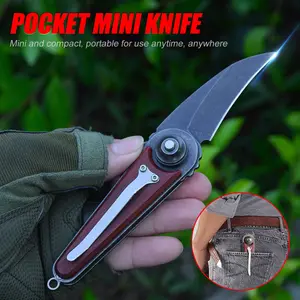 Compact Folding Pocket Knife - Wood Handle & Stainless Steel with Innovative Opening Mechanism | For Everyday Carry and Camping