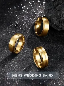 3Pcs Stainless Steel Stacking Ring Set for Men Women 8MM Comfort Fit Wedding Band Style - High Polished/Matte Surface Golden/Silvery/Black Fashion Rings, Simple Cool Engagement Promise Jewelry for Daily Wear & Gifting Statement Multi Ring Stackable Rings