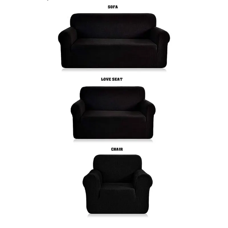 Luxury Home Goods 3 Piece Stretch Fabric Slipcover Set Solid (Sofa+Love-Seat+Chair)