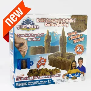 Create A Castle Indoor Kit for Kids, Seen on Shark Tank: BuildMaster 20-Piece Sensory Sand Toy Set, STEM Play for Ages 6+ with Sand & Playmat