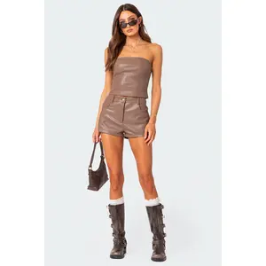 Martine High Rise Faux Leather Shorts