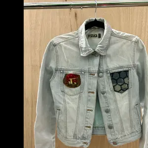 Nature Inspired Hand Painted & Hand Embroidered Thrifted Denim Jacket Women's