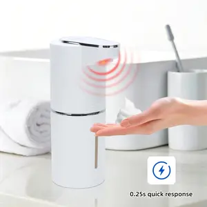 350ml Smart Sensor Touchless Foam Soap Dispenser, USB Rechargeable Wall-Mounted 3-Level Adjustable Pump for Bathroom Kitchen Dis