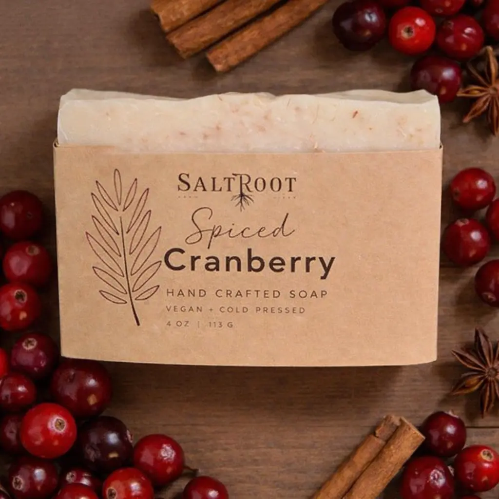 Spiced Cranberry Cold Processed Soap Handmade Plant Based Vegan 4 oz natural skincare