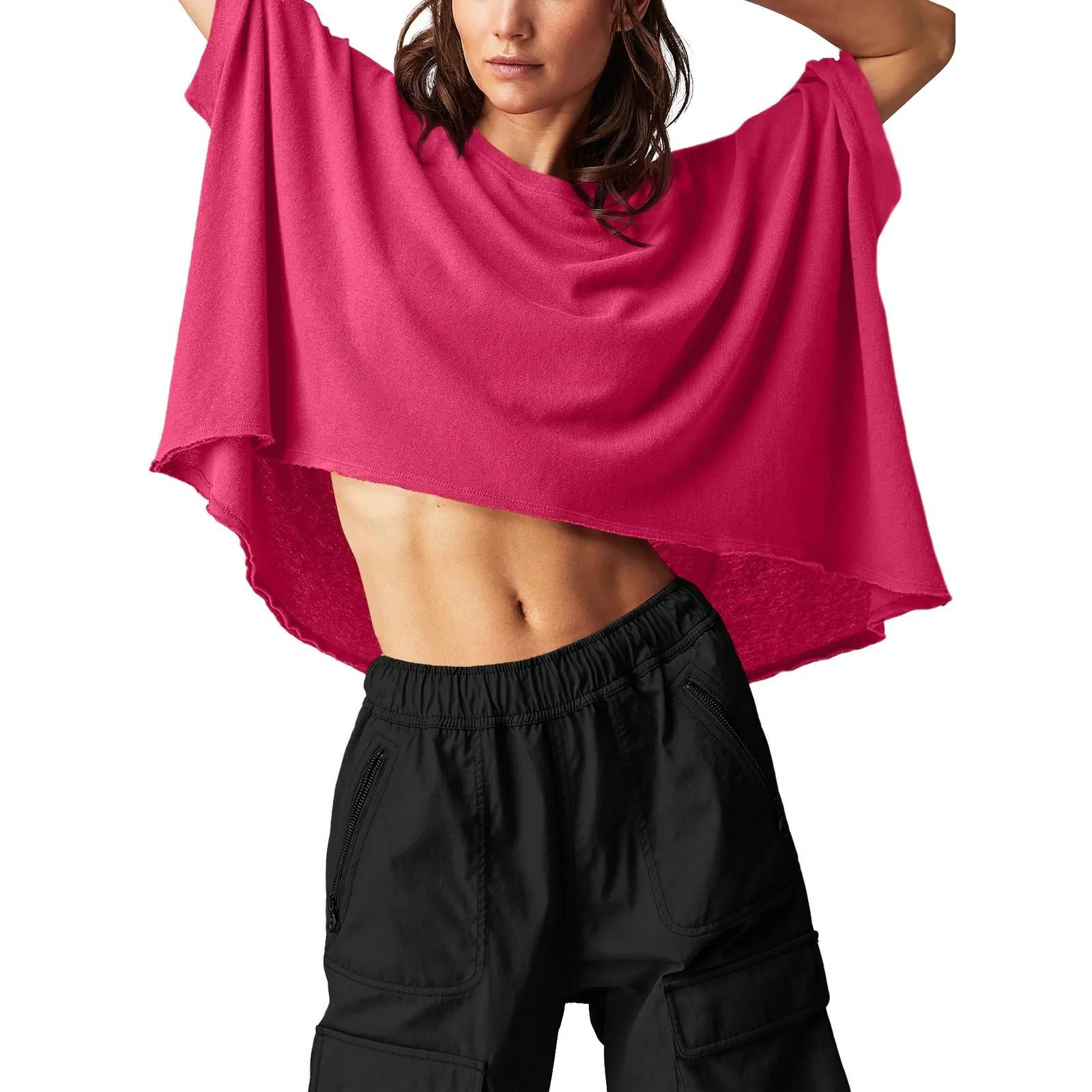 Women's Cropped Oversized Short-Sleeve Loose-Fit Casual Summer T-Shirts