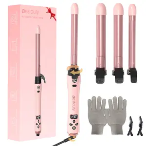 BESTAUTY 4-in-1 Hair Curler Ceramic Curling Iron Wand Set with 4 Interchangeable Barrels for Smooth Curls Waves & Volume Instant Heat-Up Technology