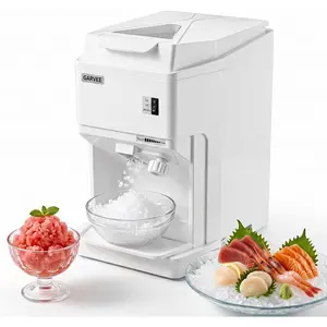 300LBS/H Commercial Ice Shaver Crusher, 500W Electric Snow Cone Maker, Tabletop Ice Shaving Machine with Stainless Steel Blade for Home Parties Snack Bars
