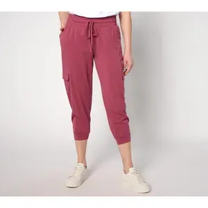 AnyBody Lounge Cozy Knit Cropped Cargo Joggers