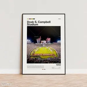 Doak S. Campbell Poster Unframed , FSU Seminoles Poster Unframed  Poster Unframed , NCAA Stadium Poster Unframed , CFB Art, Sports Poster Unframed , Football Fan Gift, Modern Art
