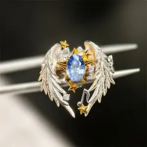 Angel Wings Ring for Men & Women Elegant Party Favor Gift Unique Design Symbilizing Faith & Devotion Cute Jewelry Exquisite Jewelry for Gift accessories birthday gift rapunzille  jewelry