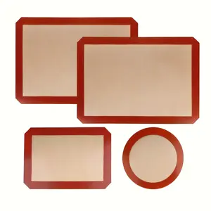 4pcs, Silicone Baking Mats Set, Food Grade Non-stick Reusable Baking Mat, Silicon Baking Slip Mats Oven Liner Sheet, Round & Square Cake Pan Mat, Pastry Board Rolling Dough Mats For Macaron Cookie