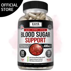 Kaya Naturals BLOOD SUGAR SUPPORT with Bitter Melon Supplement  Alpha Lipoic Acid & Cinnamon 20 Herbs, Vitamins and Minerals, Vitamin C & E, Non-GMO 60 Capsules Dietary Supplement