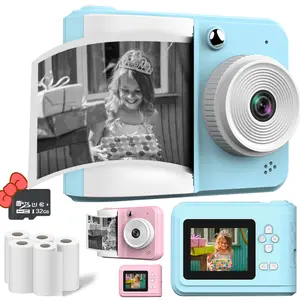 Instant Print Camera for Kids 4-12 Years, Portable Digital Video Camcorder, Christmas Birthday Gift, Cute Toy with Storage Card