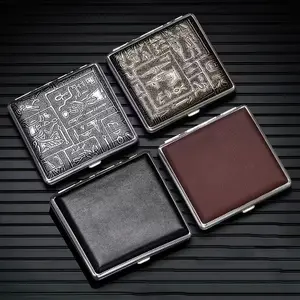 Men's universal cigarette case, Pharaoh solid color PU cigarette case, ultra-thin flip-top, stylish, creative, moisture-proof, pressure-resistant, portable, perfect as a holiday gift.