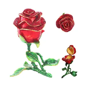 Large Size Red Rose Trinket Box,Big Enamel Red Rose Jewelry Box for Necklace, Hinged Pearl Gift Box, Ring Display Holder,Pocket Trinkets,Jewelry Organizer, Home Decor, Unique Birthdays Gift For Girls
