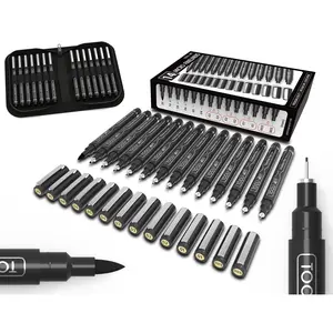 TOOLI-ART Micro-Line Pens With Case, 14/Set Black, Fineliner, Multiliner, Archival Ink, Artist Illustration, Architecture, Technical Drawing