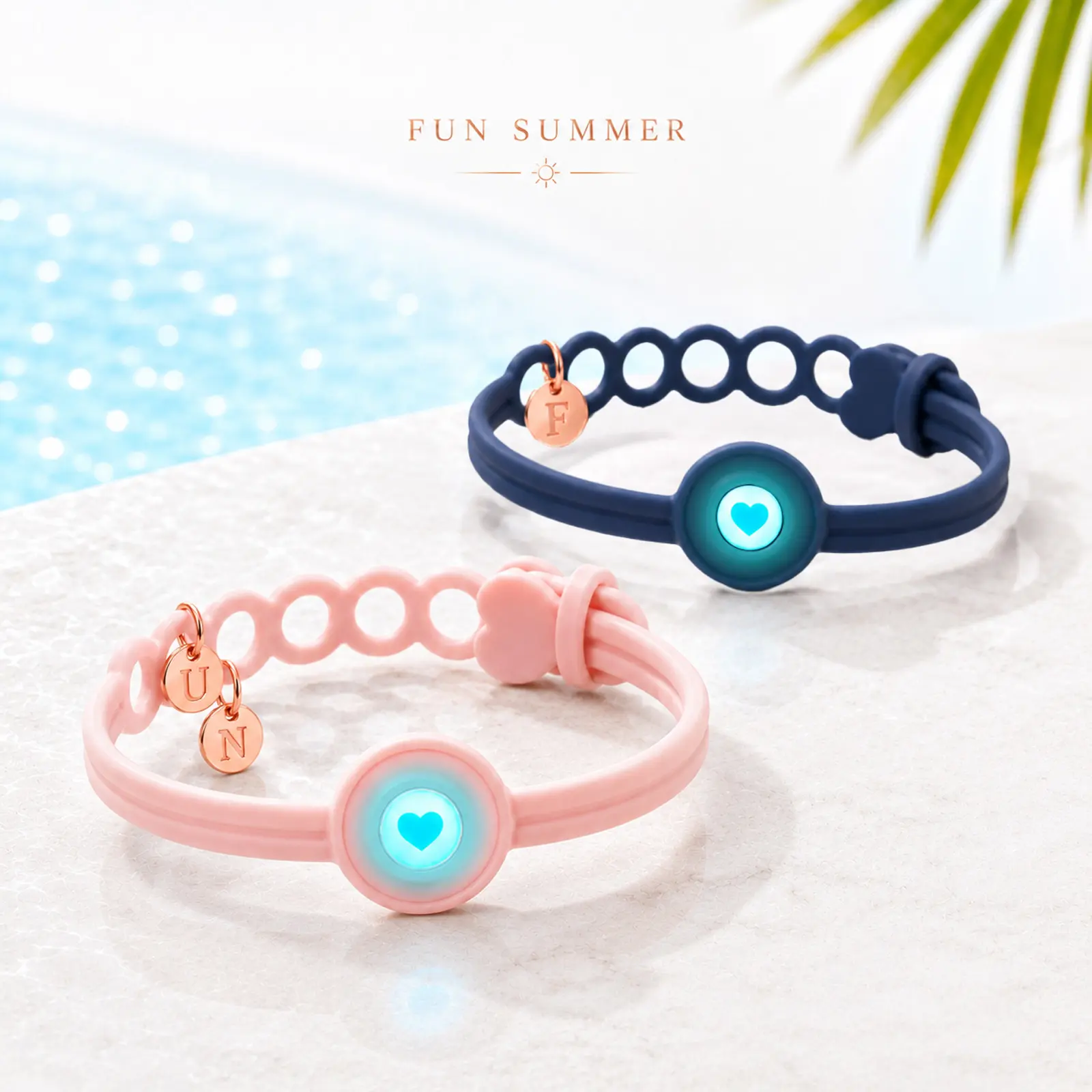 totwoo Heart Charm Bracelet, Casual Silicone & Steel Fashion Matching Set for Couples with Smart Touch & Bluetooth Sync - Surprise Long Distance Girlfriend Gift