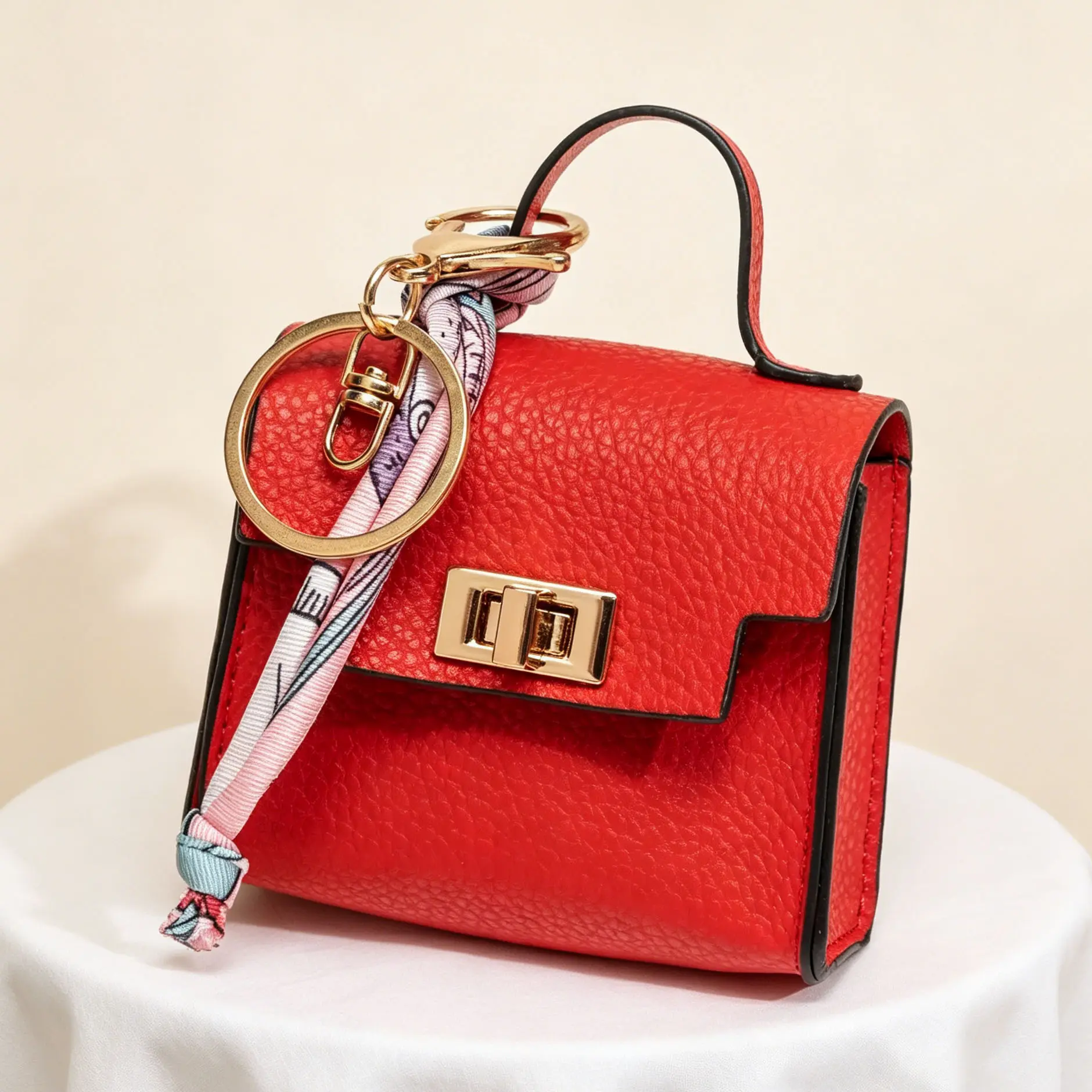 Red Square Coin Purse Keychain