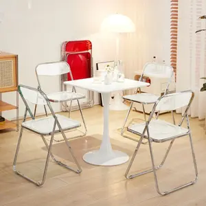 【Black Friday】2/4/6/10 Pack Foldable Portable Plastic Crystal Chair，Easy to Use and Store Comfortable Portable Party Chairs for Home, Office, Party, Comfy